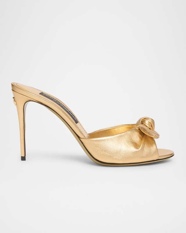 Metallic Knot Stiletto Slide Sandals